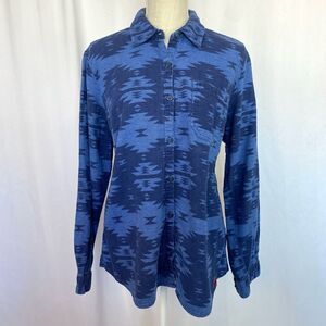 Dickies vintage woman's L aztec print flannel plaid Button Down Shirt